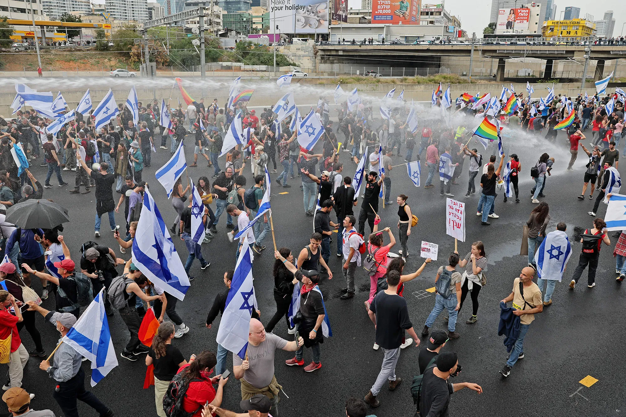 Israeli police disperse protesters amid ongoing demonstrations in Tel Aviv on March 23.