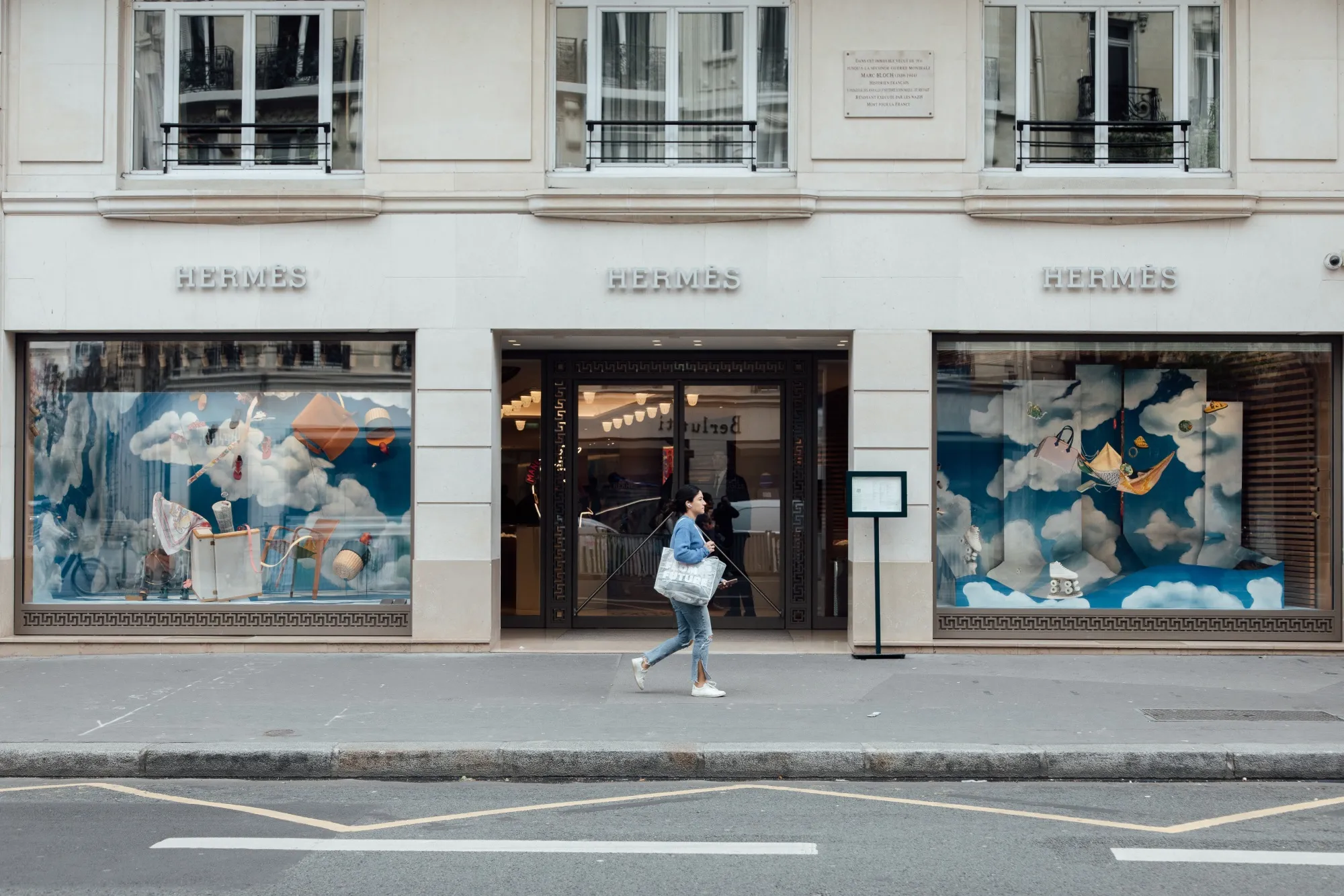 The Hermes luxury boutique on Rue de Sevres in Paris.