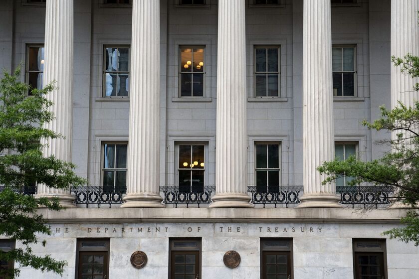 The US Treasury building in Washington, DC.