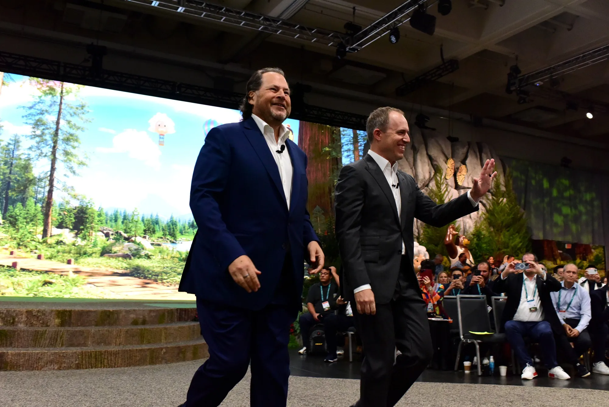 Marc Benioff, left, and Bret Taylor