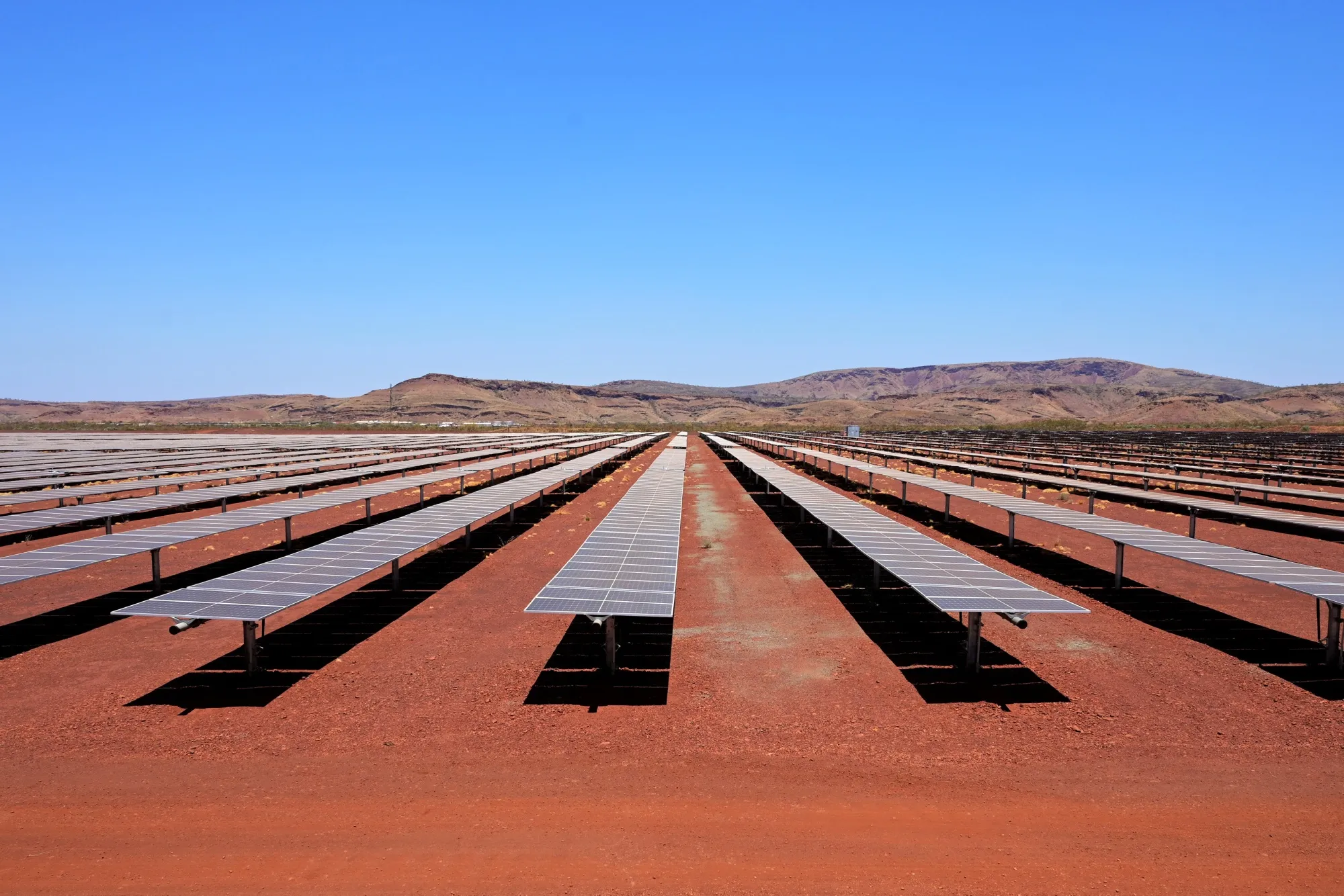 A solar farm at Rio Tinto Group's Gudai-Darri iron ore mine in the Pilbara region of Western Australia. Climate tech investors are looking to make bets on proven technologies amid regulatory uncertainty in the US and elevated interest rates.
