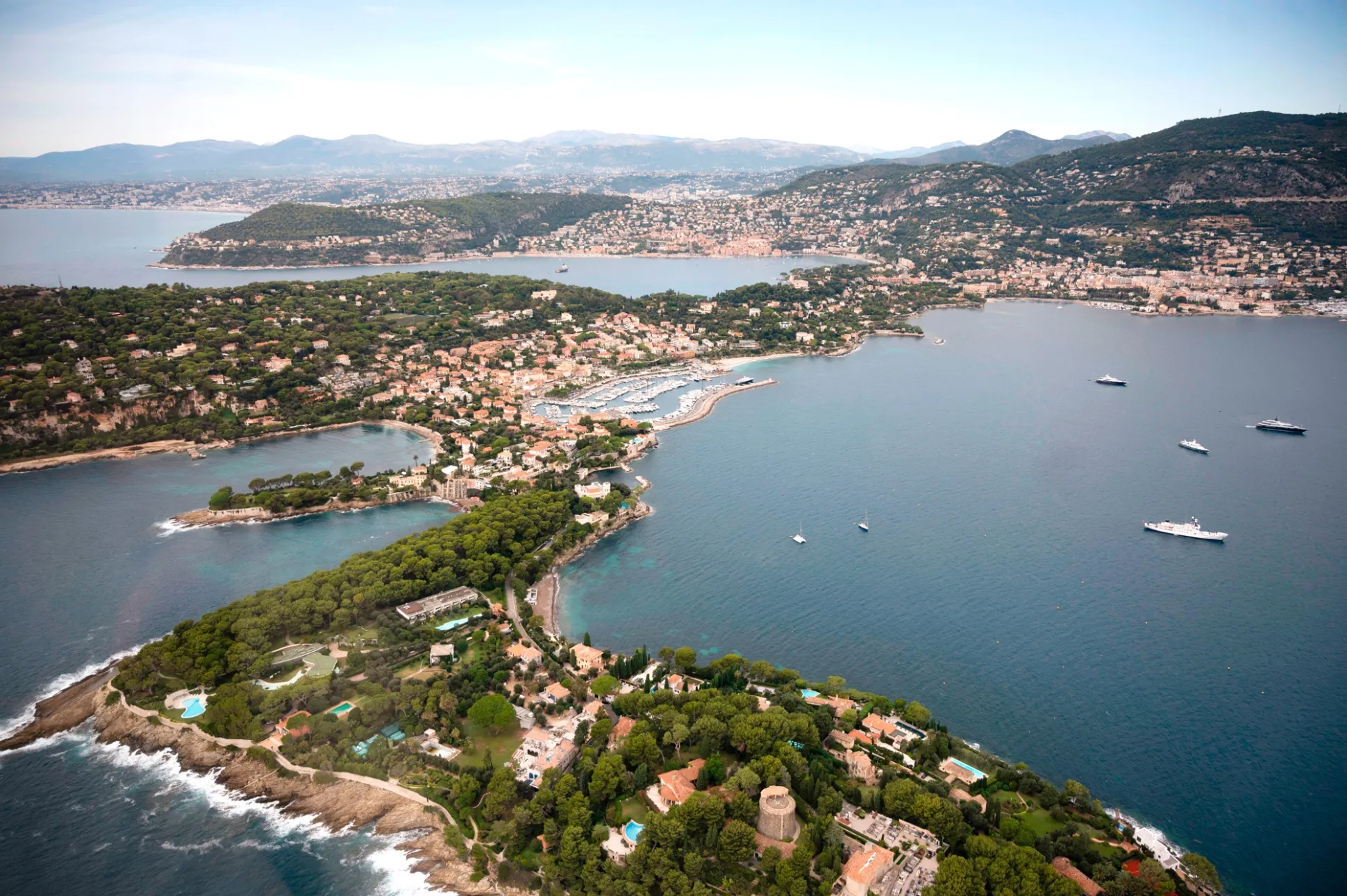 Villa La Chabanne, center bottom, on the Saint-Jean-Cap-Ferrat peninsula.