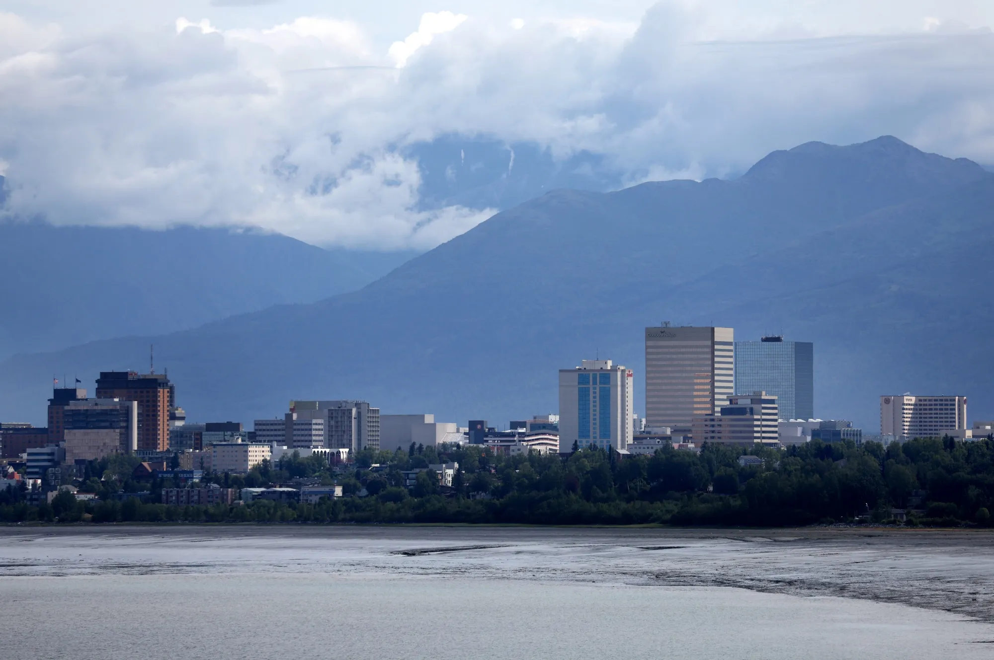 The downtown skyline of Anchorage, Alaska.