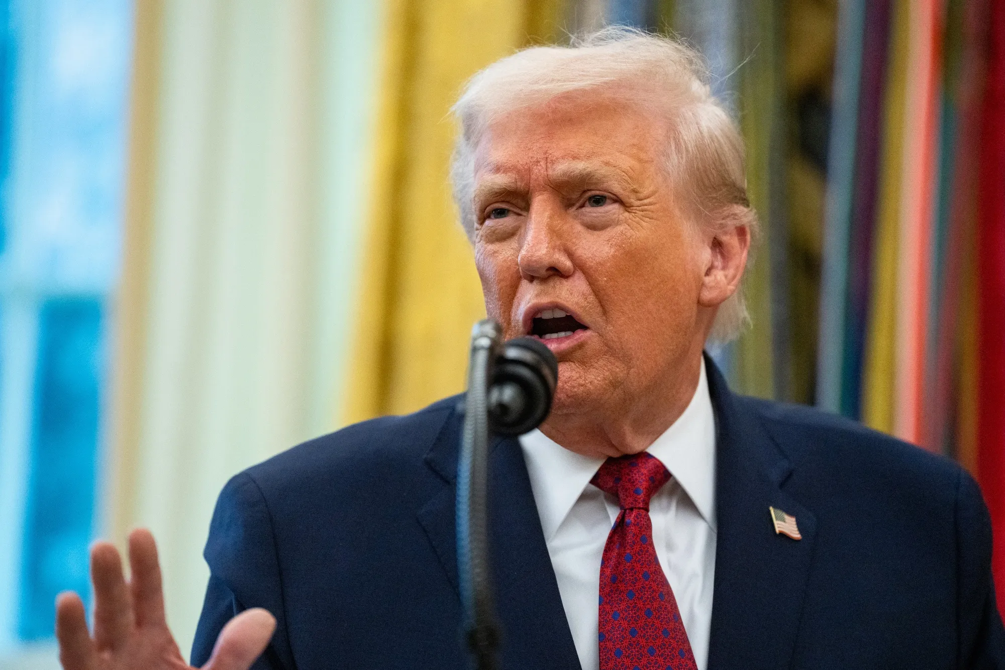 Presidente americano Donald Trump na Casa Branca. Fotógrafa:&nbsp;Bonnie Cash/UPI