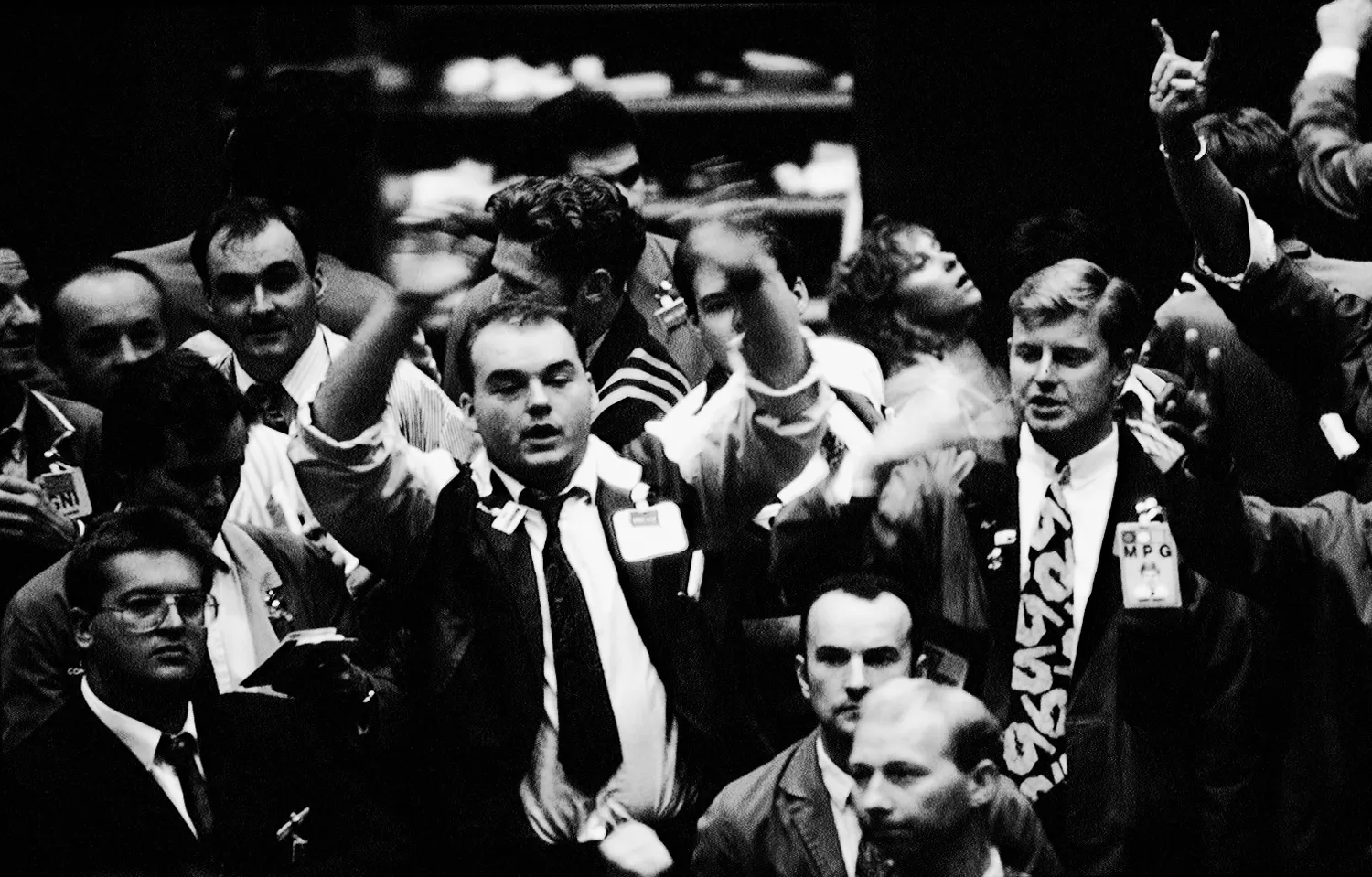 Traders at the London Stock Exchange following Black Wednesday, in September 1992.