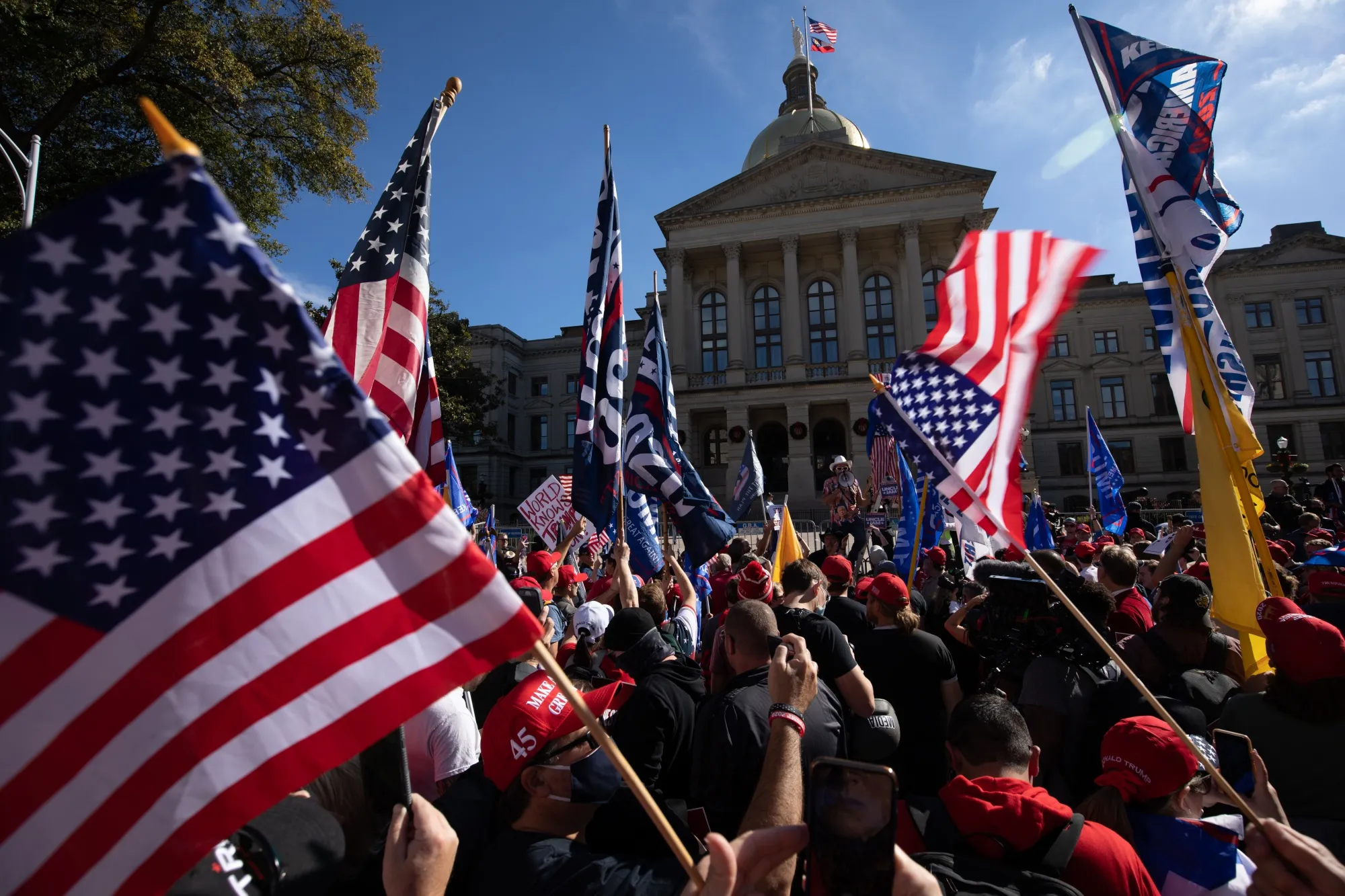 Demonstrators March For Trump In Georgia