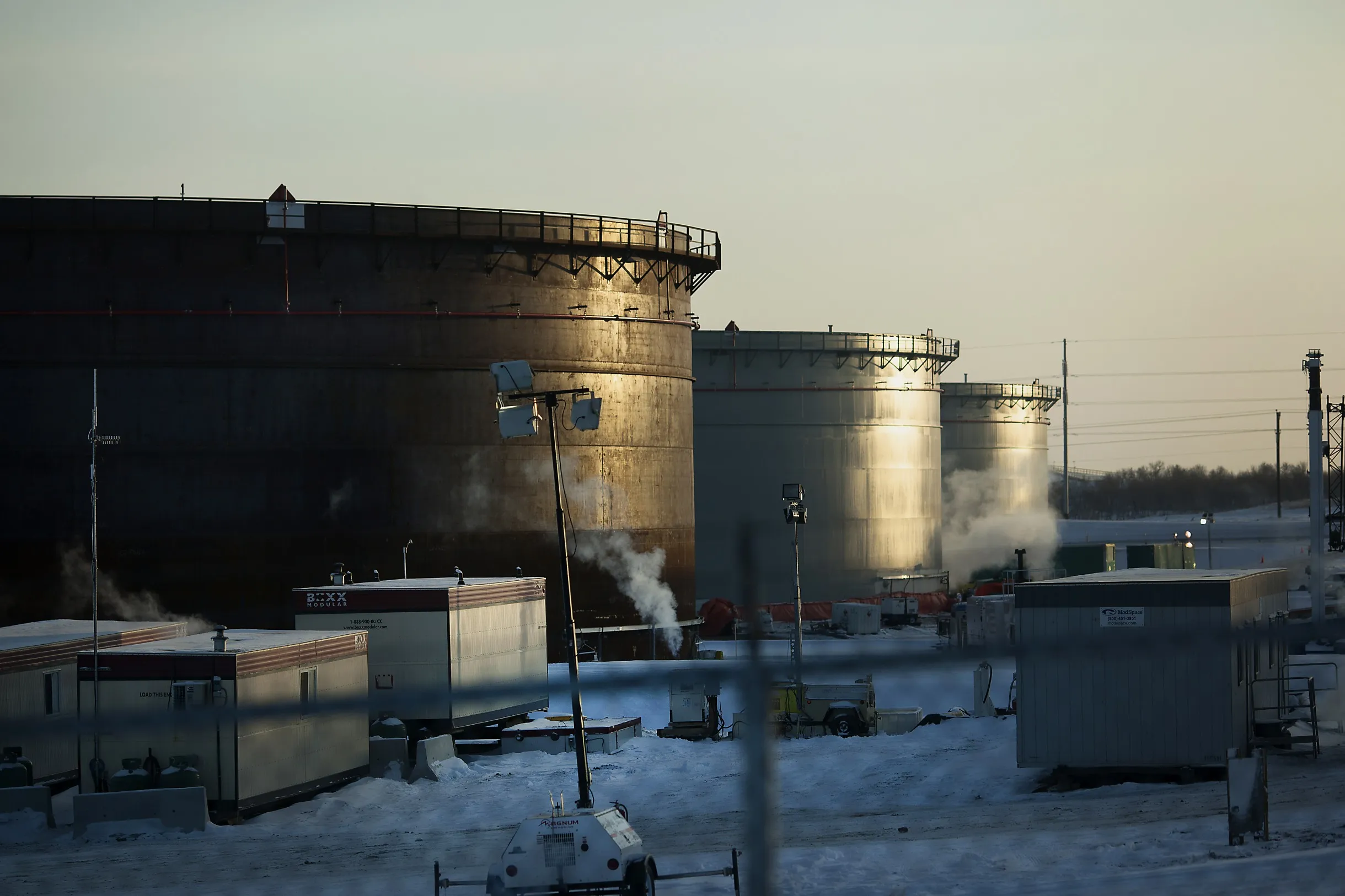 Storage tanks at an oil terminal&nbsp;in Hardisty, Alberta.