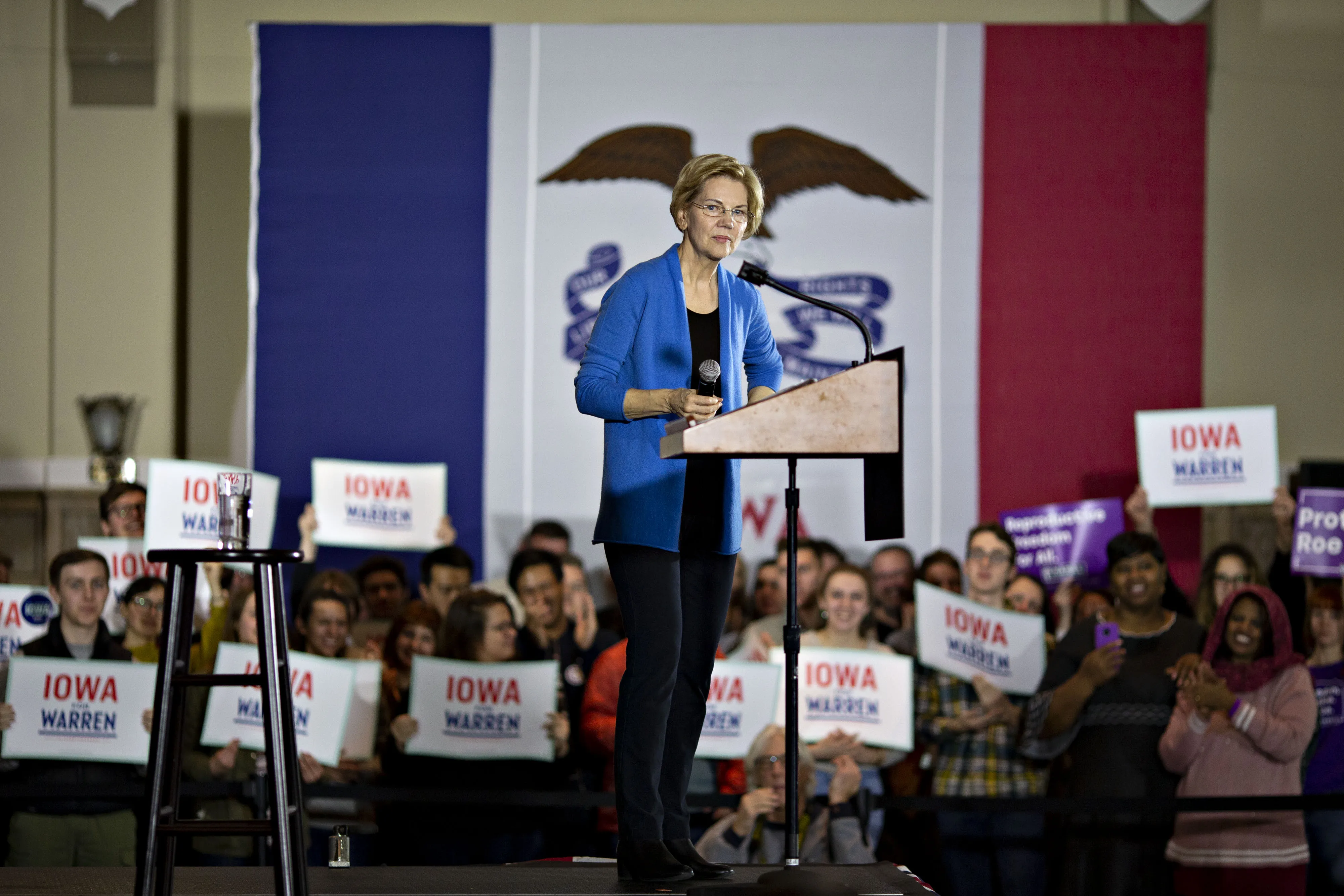 Senator Elizabeth Warren campaining in Iowa on Feb. 10.
