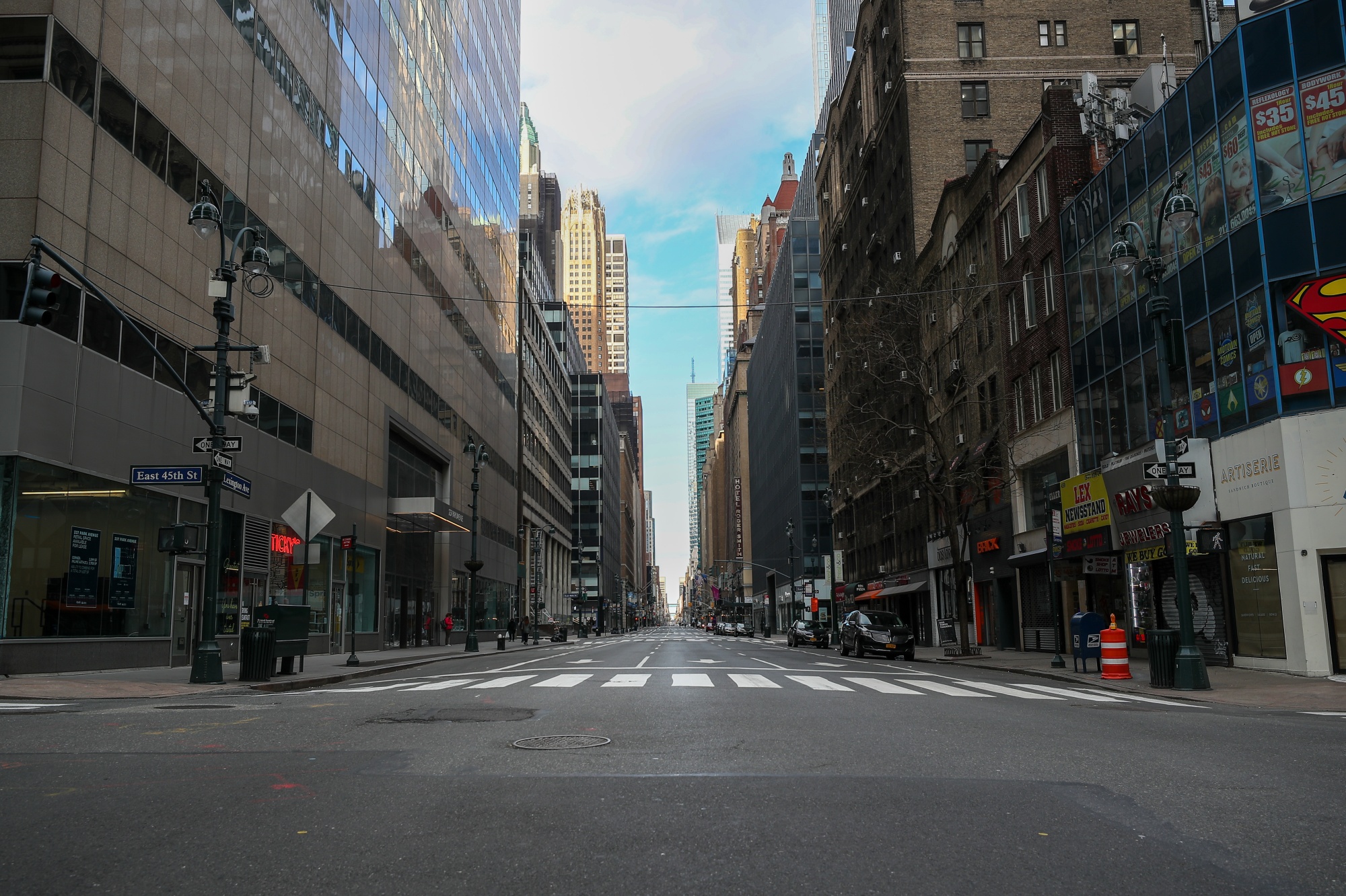 The streets of Midtown Manhattan, seen here at the beginning of the coronavirus lockdown in March, have yet to&nbsp;come back to life, as most office workers remain remote.&nbsp;