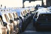 Vehicles bound for shipping in Emden, Germany.