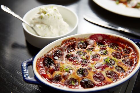 Cherry clafoutis for two. Yes, whipped cream. No pits.