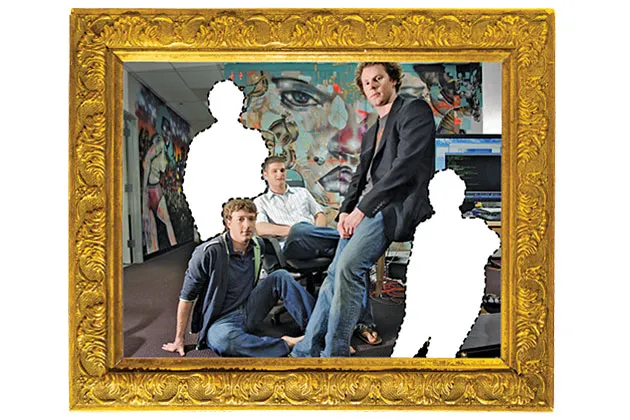 From left: Zuckerberg, Dustin Moskovitz, and Sean Parker