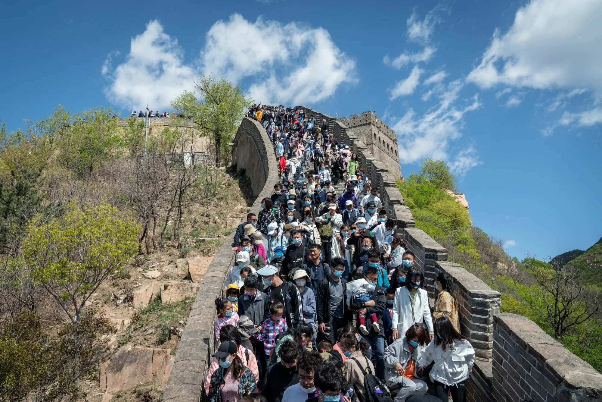 Tourists at the Great Wall in Beijing, on May 4.