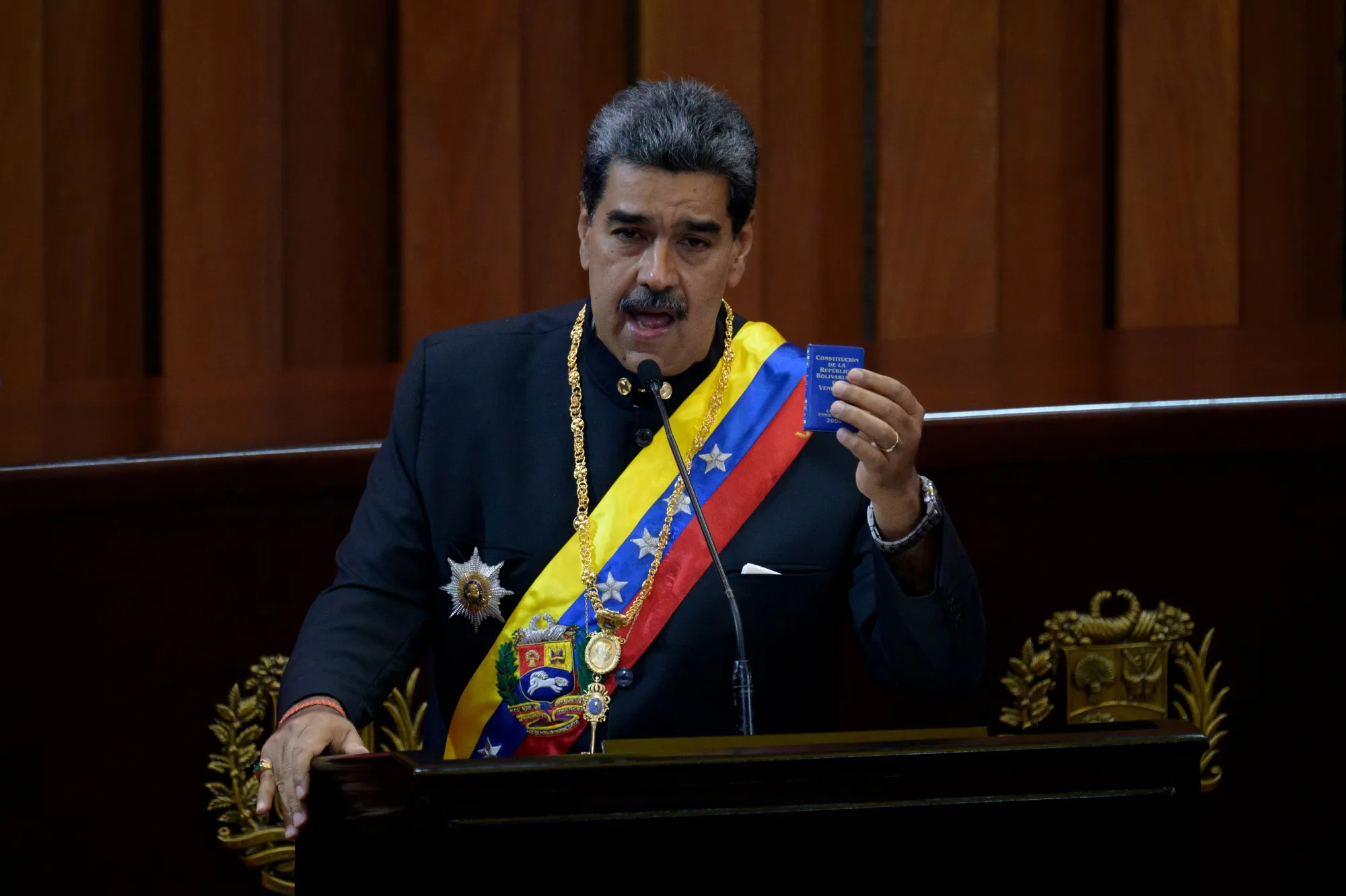 Nicolas Maduro speaks at the Supreme Court in Caracas on Jan. 31.