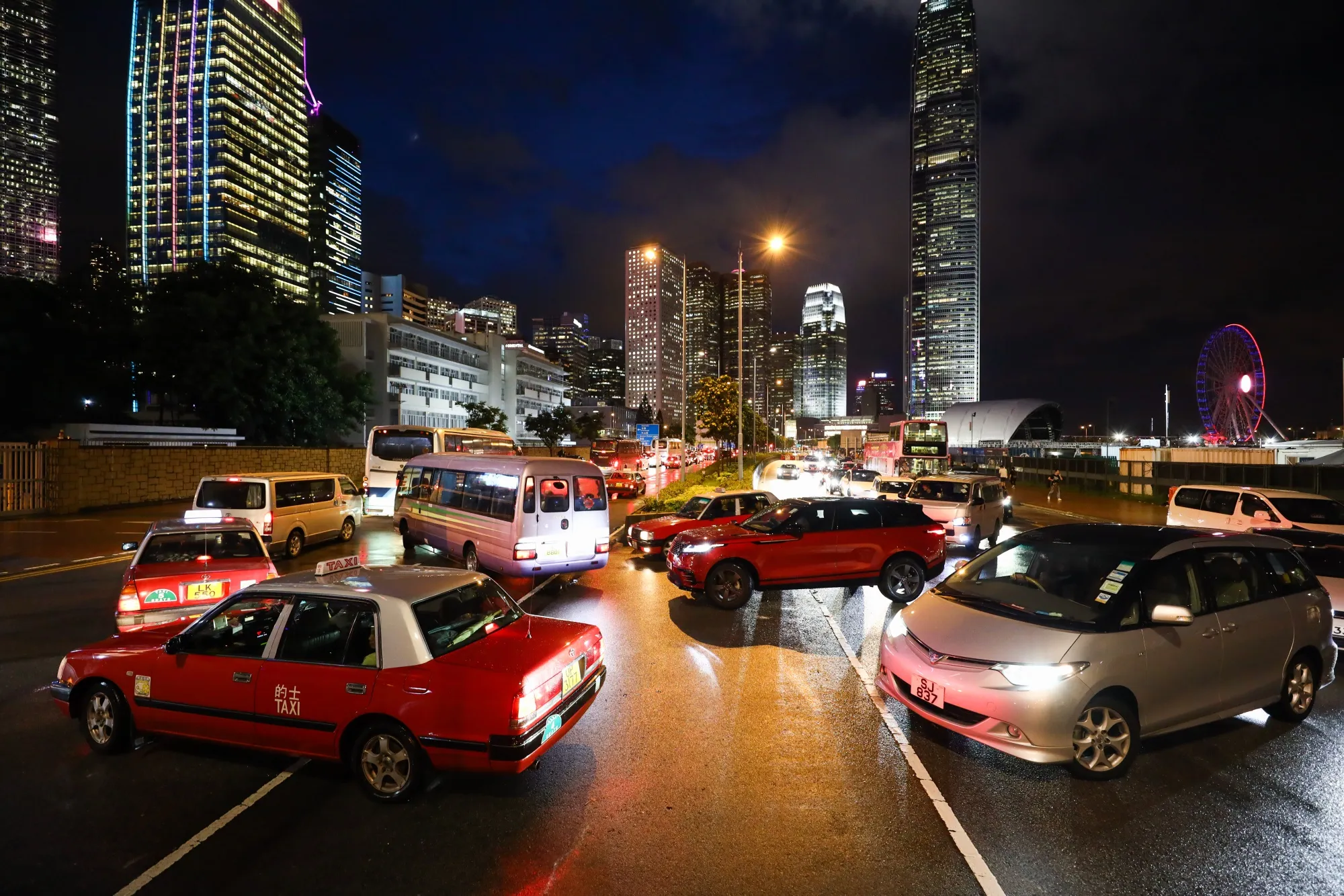 Traffic detours on Tim Wa Avenue in&nbsp;during a protest in Hong Kong, Sept. 2.