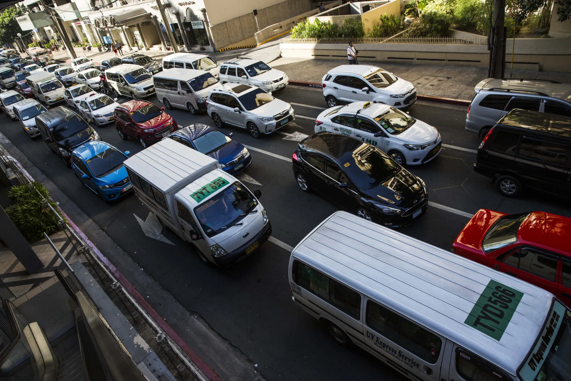 Traffic during morning rush hour in Makati City, the Philippines.
