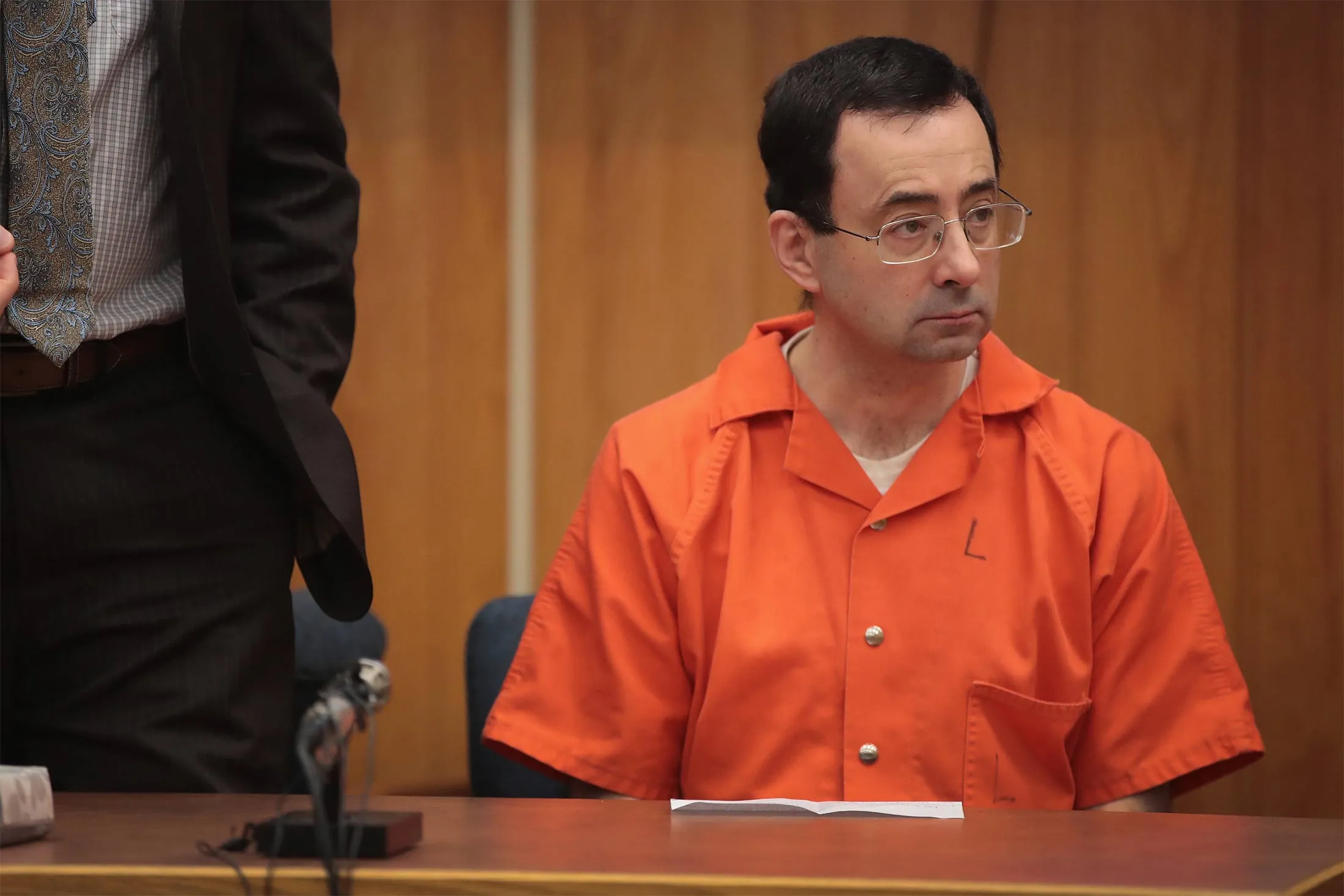 Larry Nassar sits in court&nbsp;in Charlotte, Michigan&nbsp;on Feb.&nbsp;5, 2018.