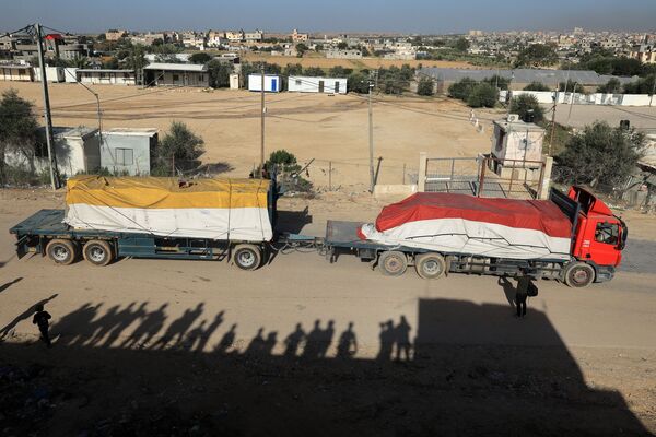 A truck carrying humanitarian aid enters Gaza via the Rafah crossing with Egypt in November.