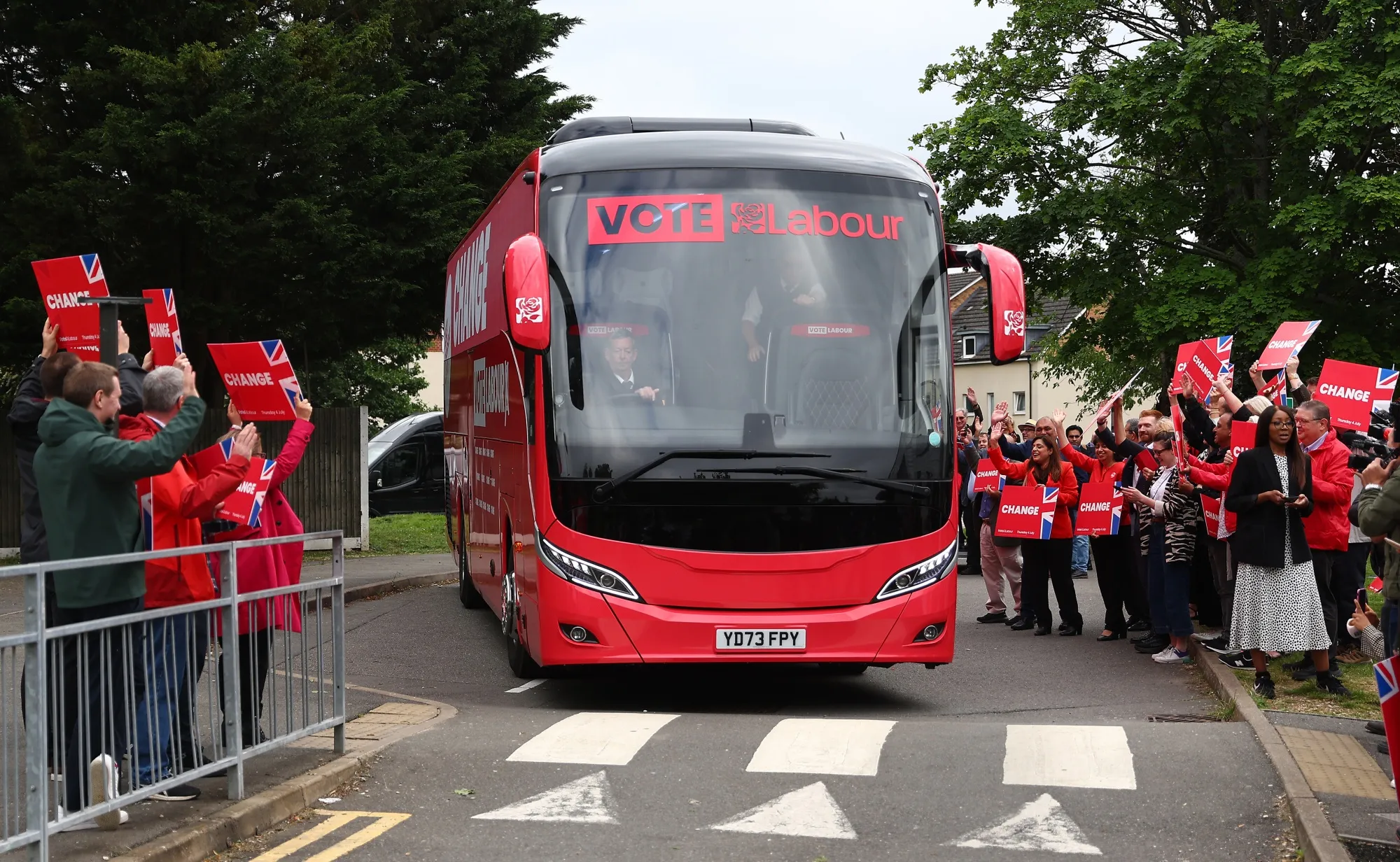 The Labour Party’s election campaign bus in Uxbridge, on June 1.