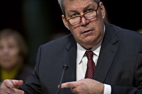 Mike Pearson, chairman and chief executive officer of Valeant Pharmaceuticals International Inc., speaks during a Senate Special Committee on Aging hearing on Valeant Pharmaceuticals in Washington, D.C., on April 27, 2016.