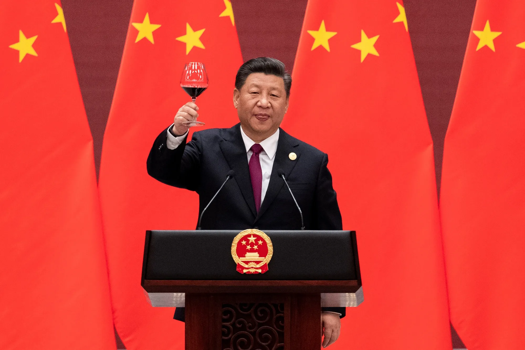Toasting to victory at the Belt and Road Forum.