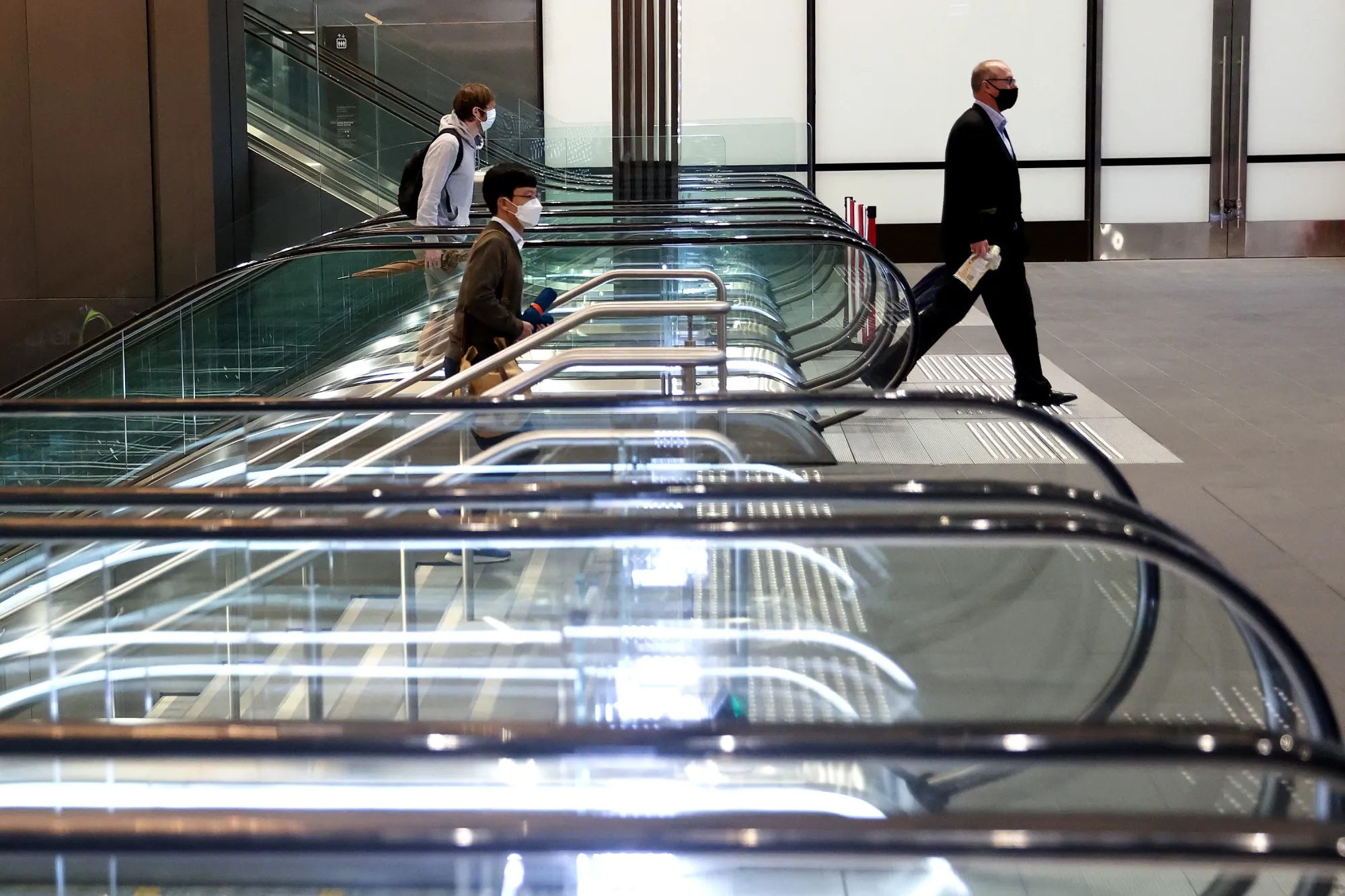 Commuters exit Wynyard railway station in Sydney&nbsp;on Oct. 11.