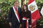 President Martin Vizcarra, left, poses with new Economy Ministry Maria Alva, after her swearing-in ceremony at the government palace in Lima on Oct. 3.