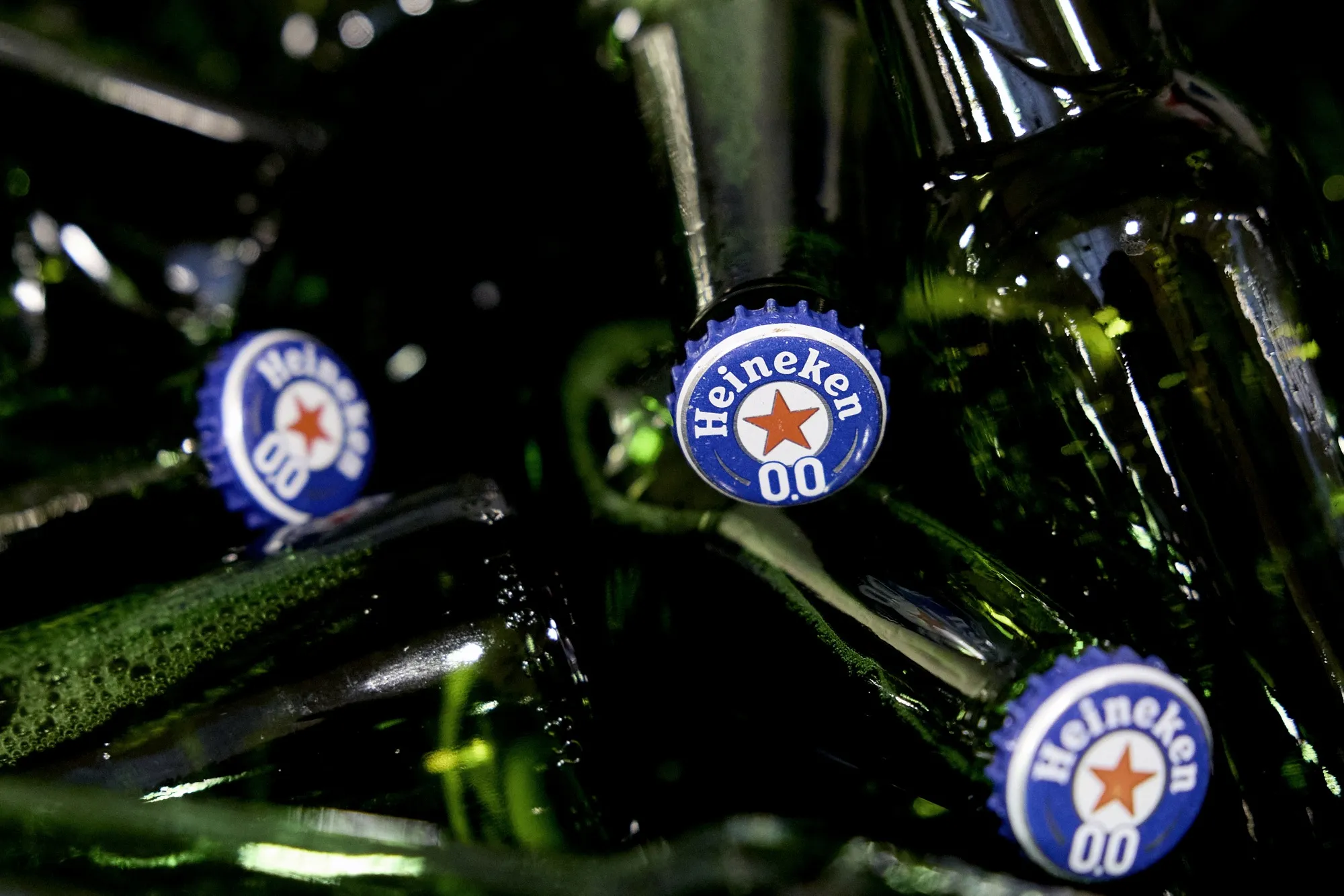 Bottles of Heineken zero alcohol beer at the brewer’s factory in Zoeterwoude, Netherlands, on May 1.