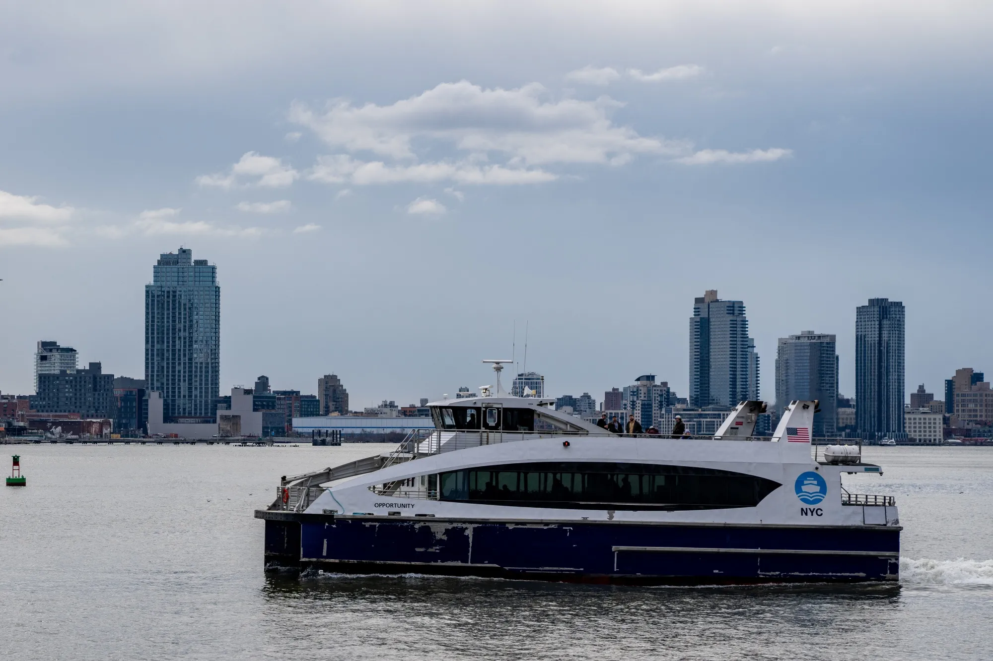 A NYC Ferry&nbsp;on the East River in New York in 2024.