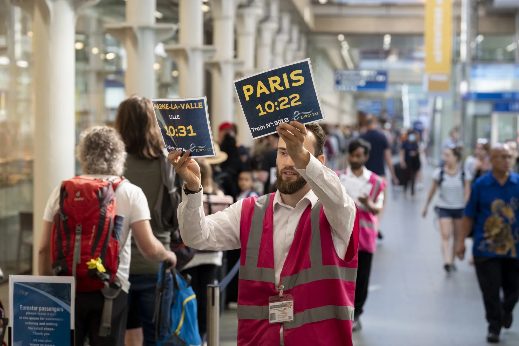 Boarding the Eurostar from London.