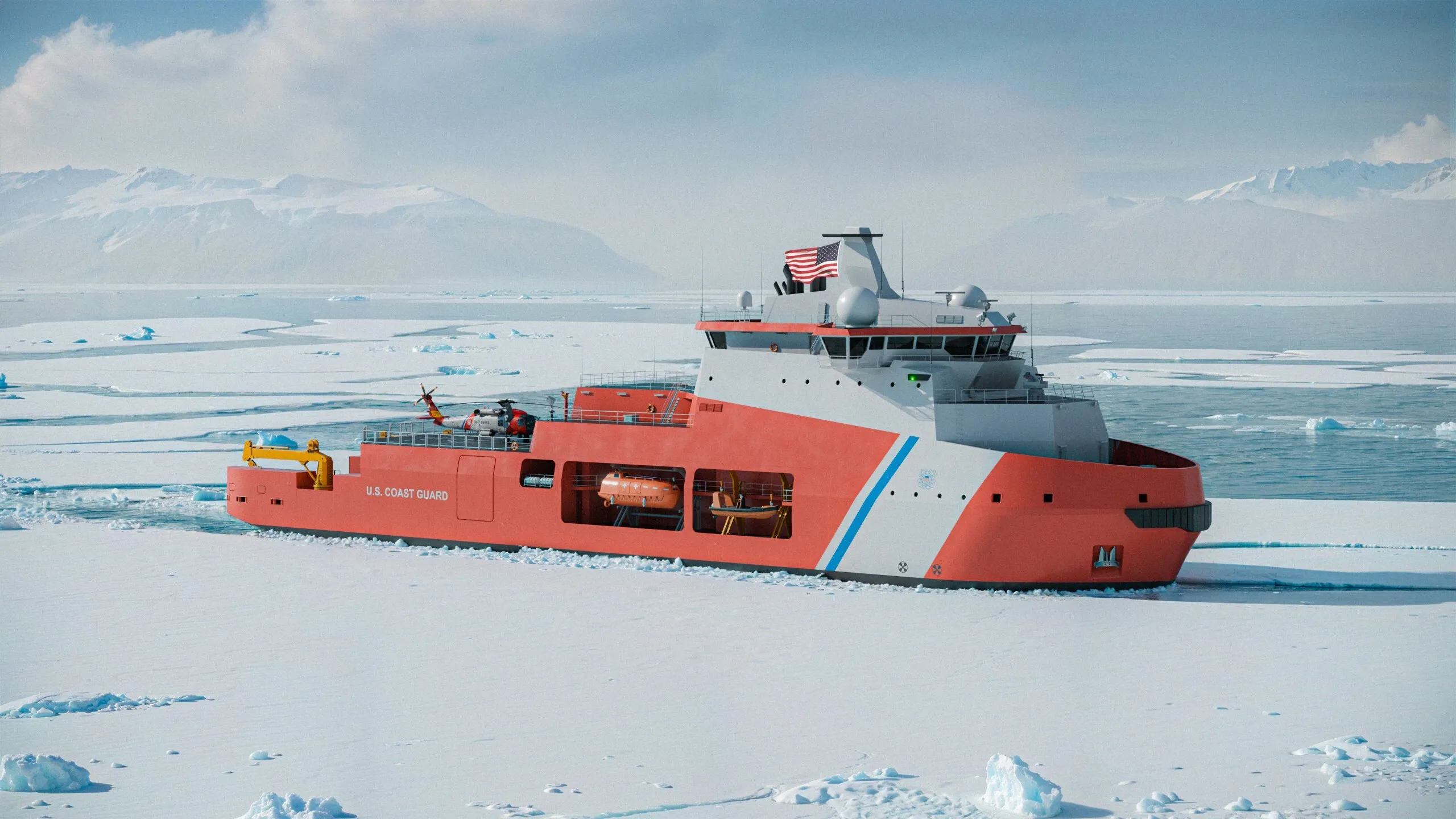 A rendering of a Davie Defense&nbsp;Arctic Security Cutter&nbsp;icebreaker.