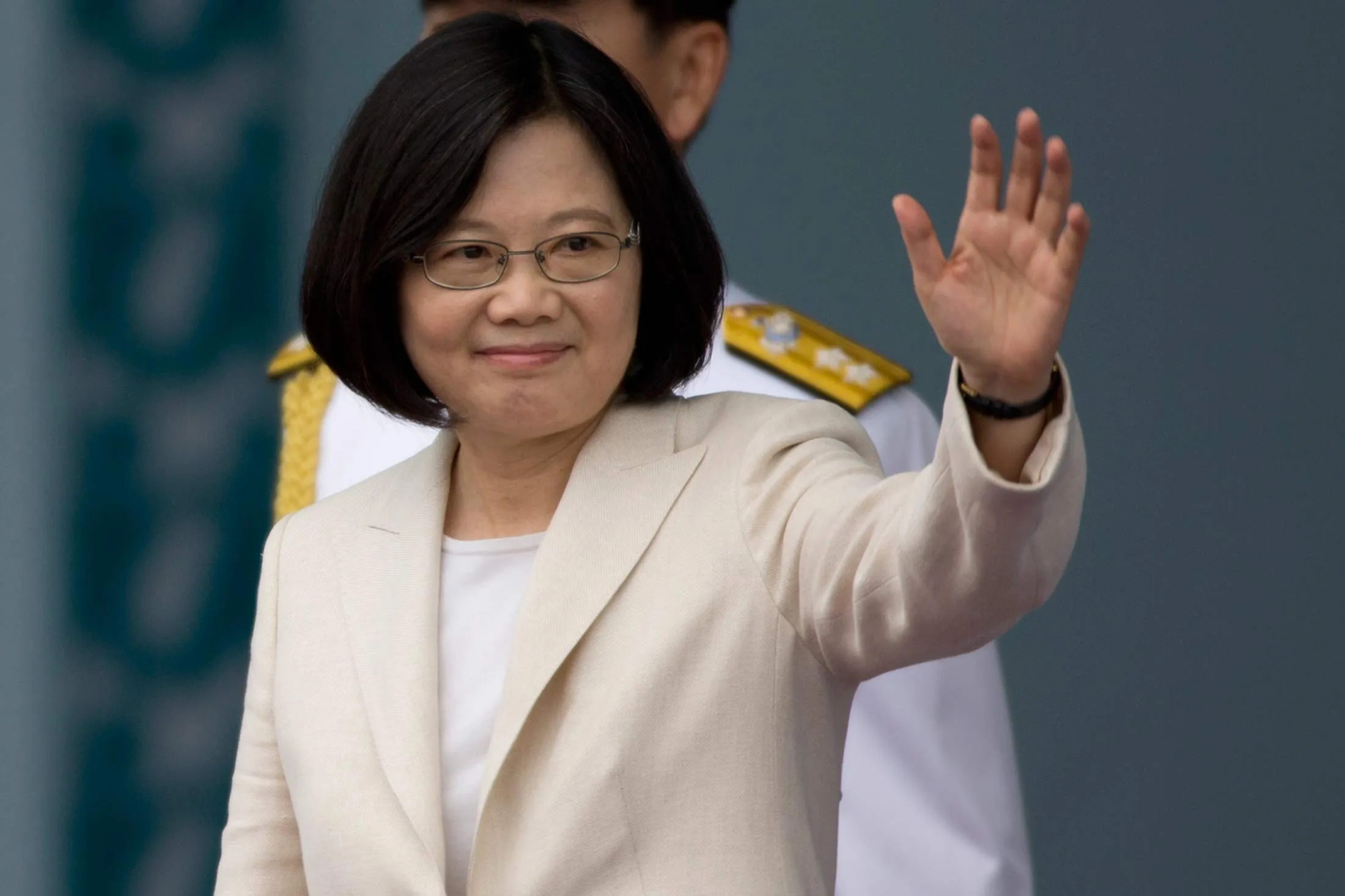 Taiwan President Tsai Ing-wen waves to the supporters at the celebration of the 14th presidential inauguration on May 20, in Taipei, Taiwan.
