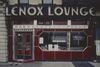 Lenox Lounge in 2007 with sign saying Restaurant In Rear and Bud Light Welcome to Harlem