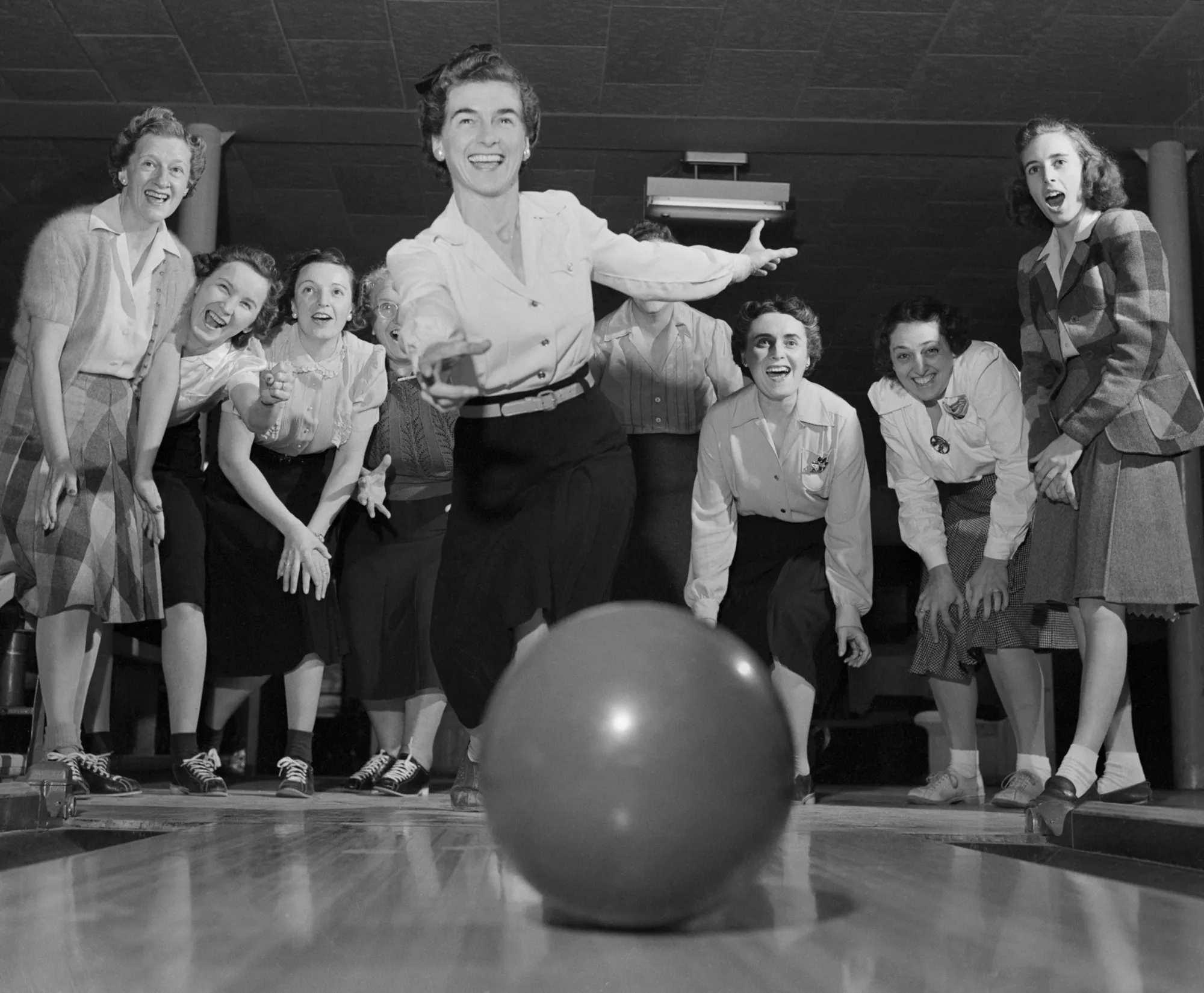 Bowling night at the McClean Bowl-O-Drome in Yonkers, New York, in the early 1940s. The bowling center closed in the 1990s.&nbsp;&nbsp;
