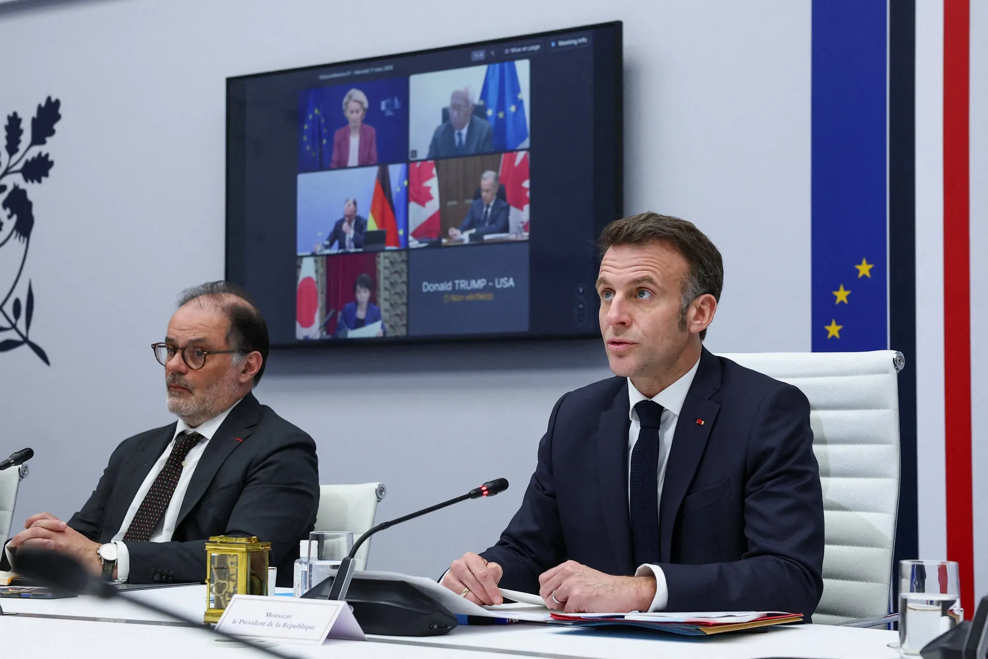 Emmanuel Macron, right, and Emmanuel Moulin.