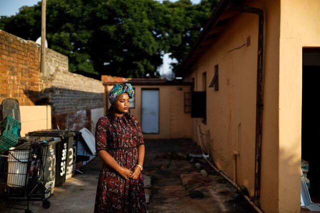 Mosima Kganyane in front of the one-bedroom rental that she built in the backyard of her family home in Johannesburg.