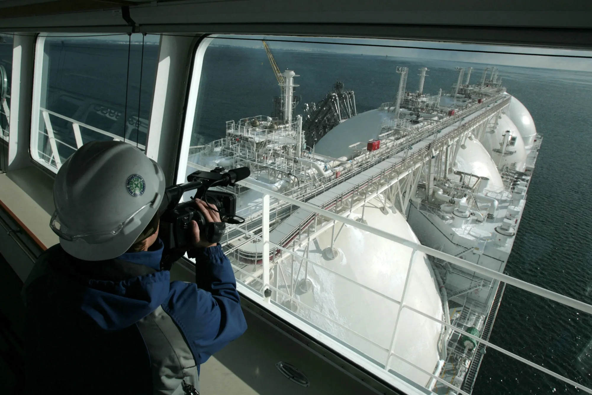 An LNG tanker docked at a liquefied natural gas plant on Sakhalin island, Russia.