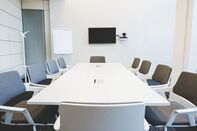 Empty conference table in office boardroom