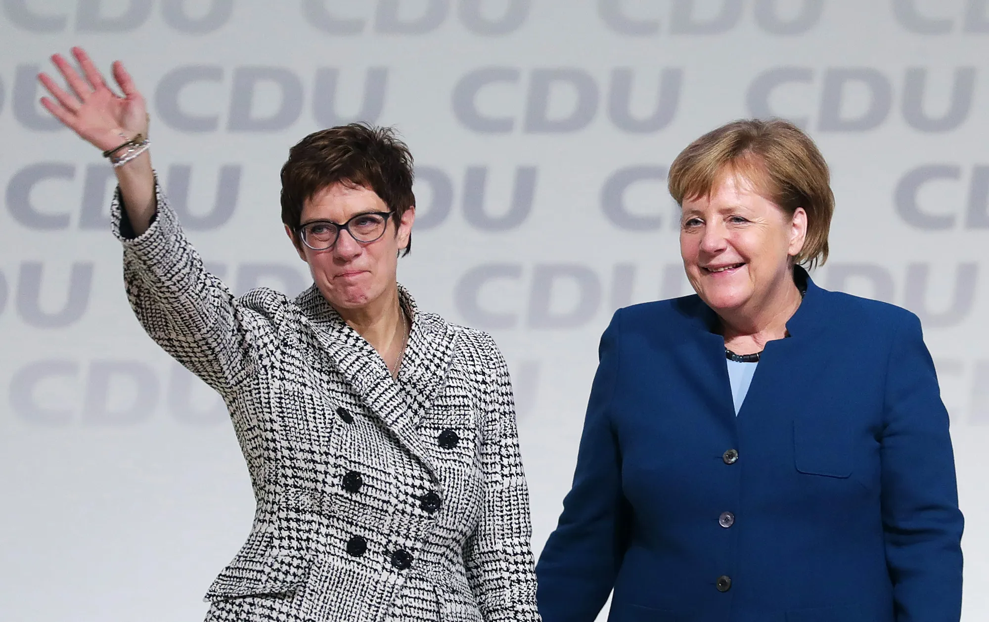 Annegret Kramp-Karrenbauer with Angela Merkel.