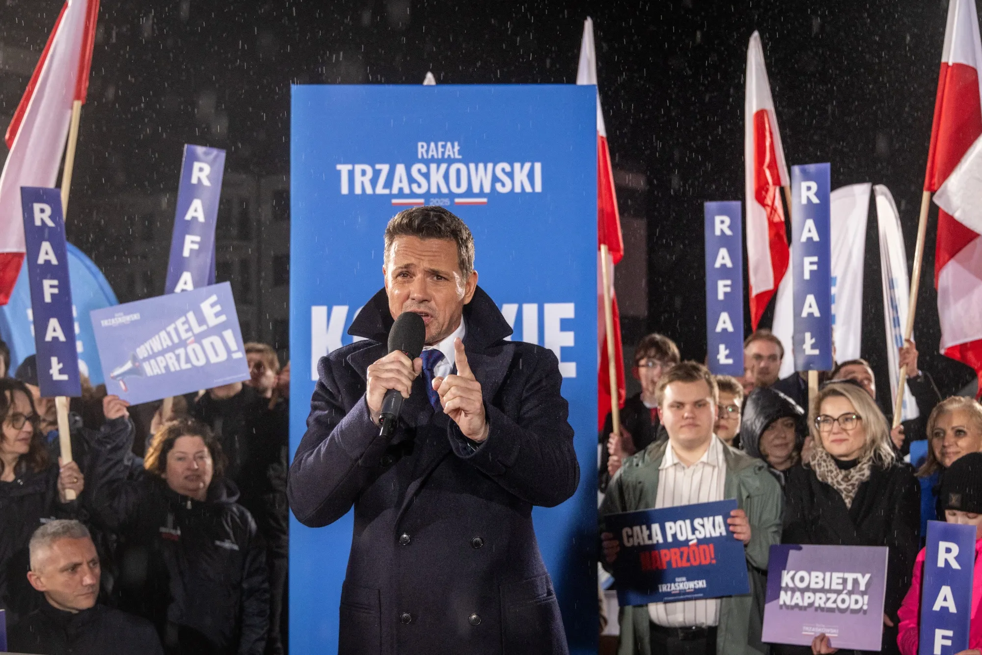 Rafal Trzaskowski at a rally in Konskie, central Poland, on April 11.
