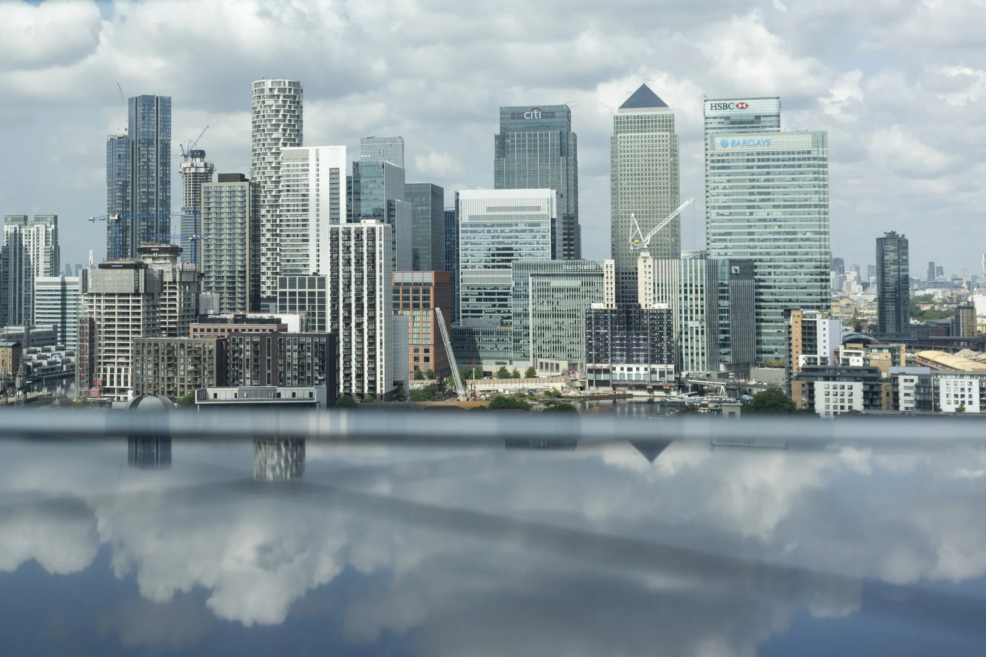 The Canary Wharf business district in London.
