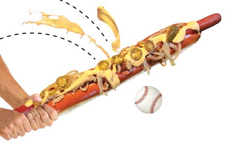 The Texas Rangers’ Boomstick is 2 feet long and has more than 2,700 calories.