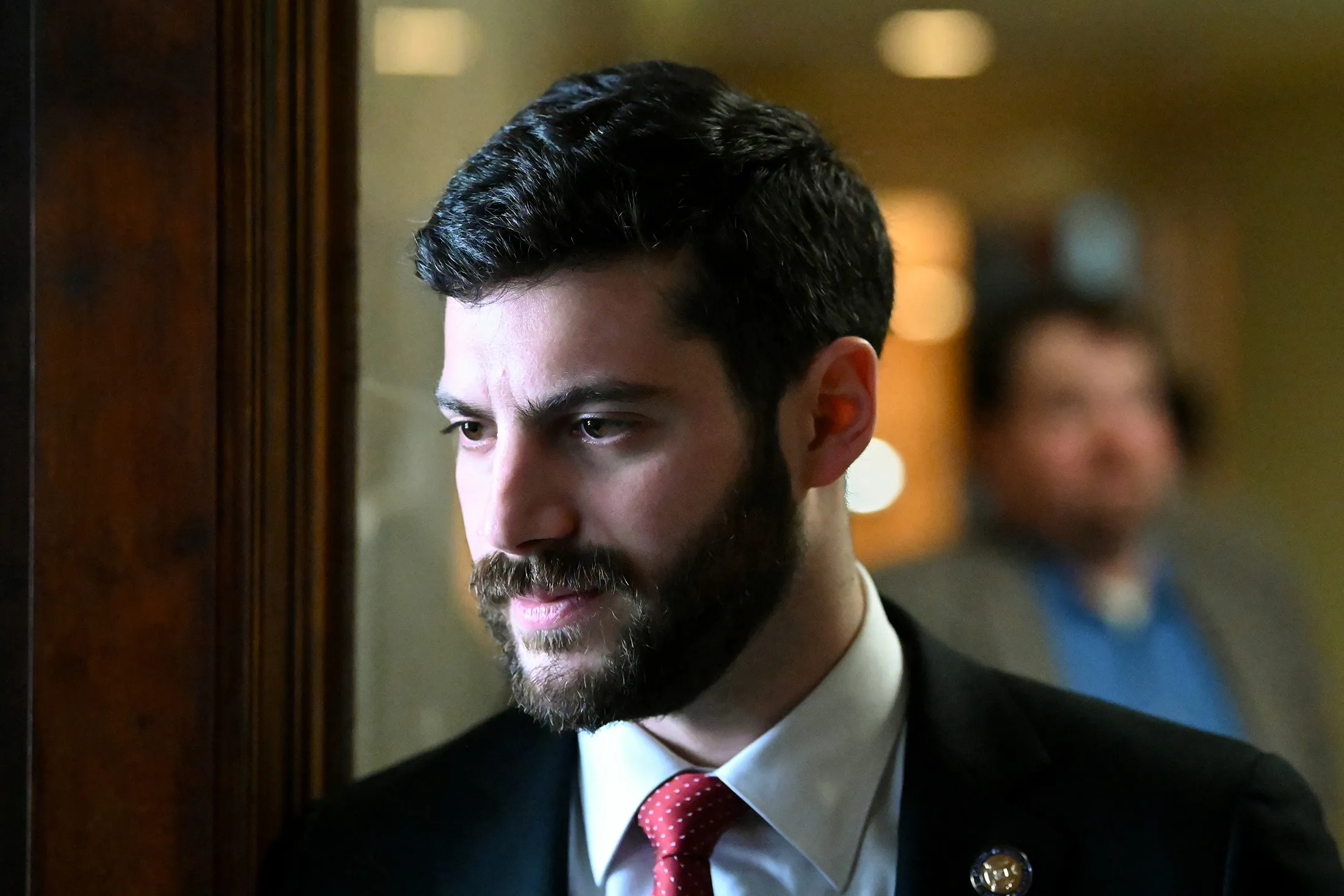 Alex Bores at the Capitol in Albany, New York in&nbsp;2024.