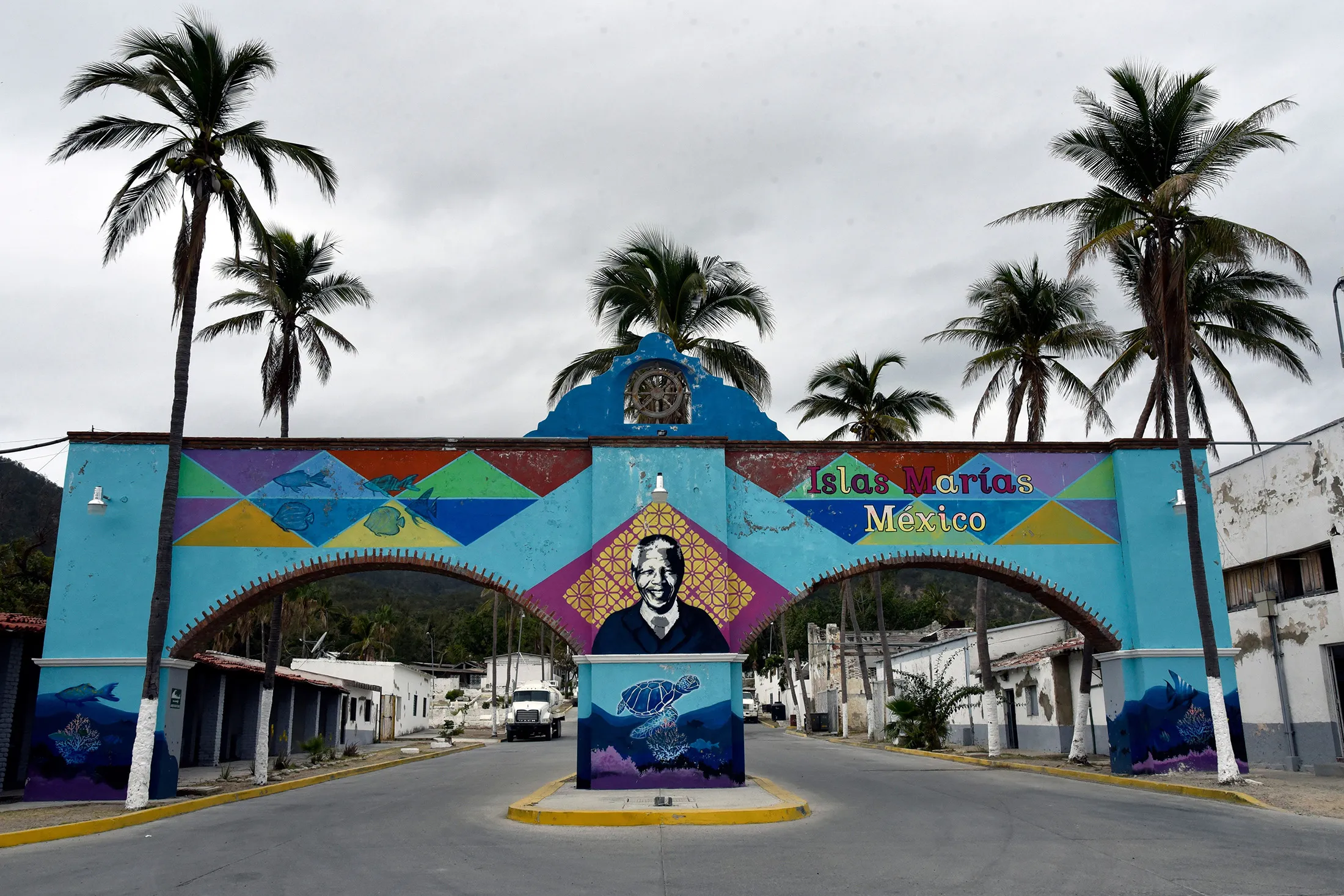 View of the entrance to Islas Marias federal prison at Isla Maria Madre, off the coast of Nayarit state, Mexico.