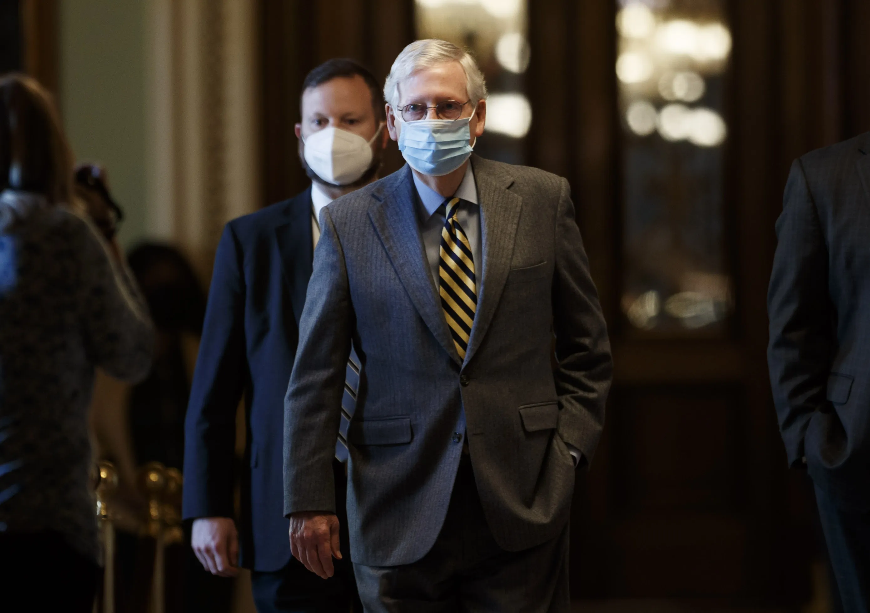 Senate Majority Leader Mitch McConnell&nbsp;walks&nbsp;through the U.S. Capitol in Washington on Dec. 30.&nbsp;