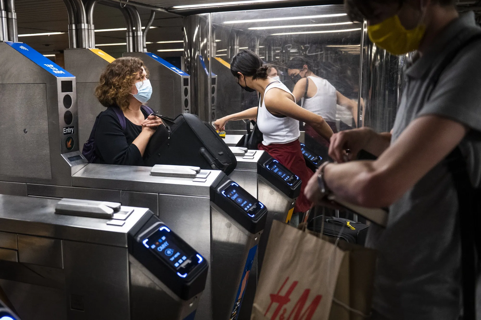 Commuters at a subway station in New York.&nbsp;
