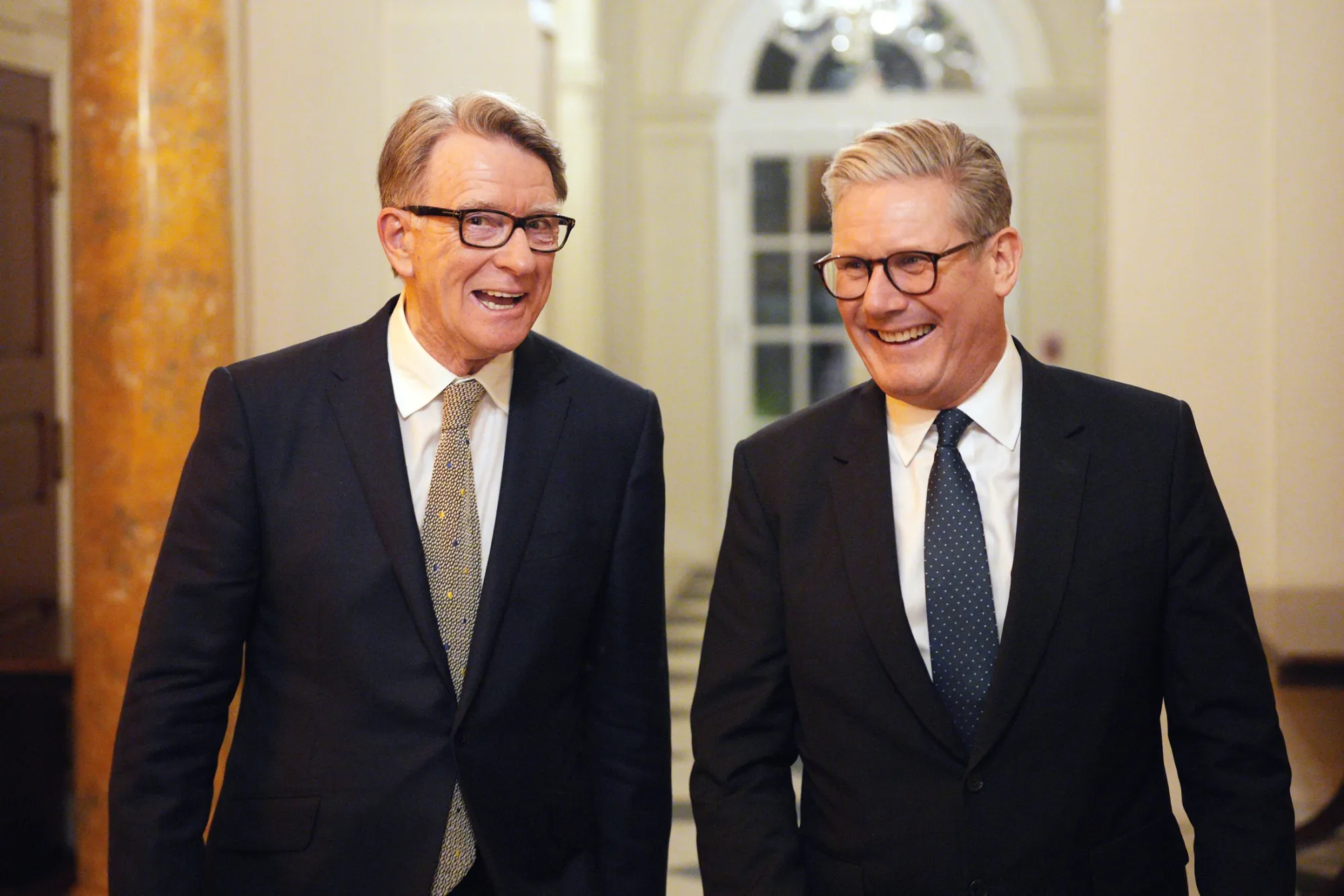 Keir Starmer, right, and Peter Mandelson at the ambassador's residence in Washington, DC in February