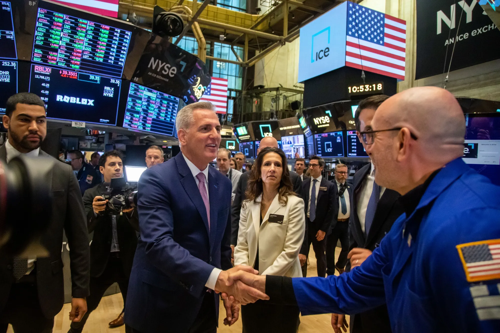 House Speaker Kevin McCarthy on the floor of the NYSE&nbsp;last month.