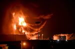 Smoke and flames rise from a Saudi Aramco oil facility in&nbsp;Jeddah.