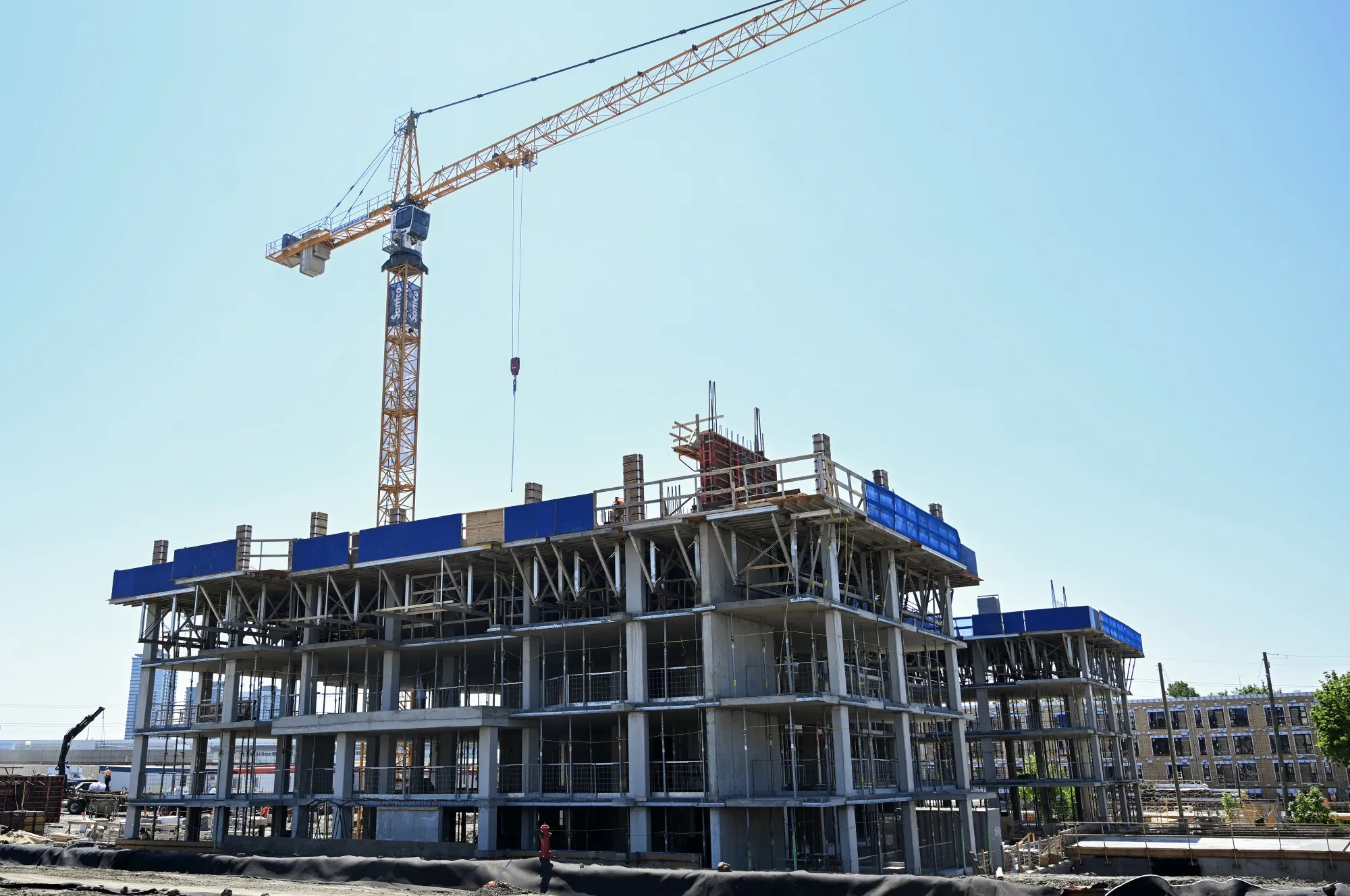 A residential building under construction in Montreal, Quebec, Canada, on Wednesday, May 31, 2023.